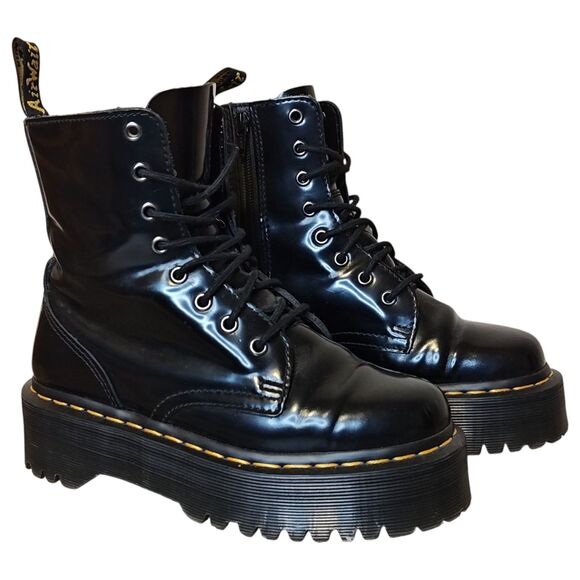 Dr. Martens Boots Womens Size 6 Black Jadon Platform Combat Side Zip Lug Sole - Picture 1 of 16